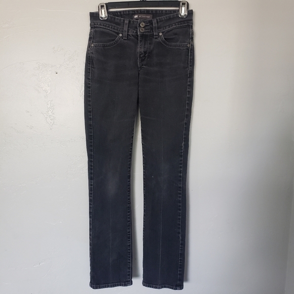 Levi's 529 Curvy Straight Jeans Black Faux Flap Pockets Women's 4 27x32 Denim - Picture 3 of 8